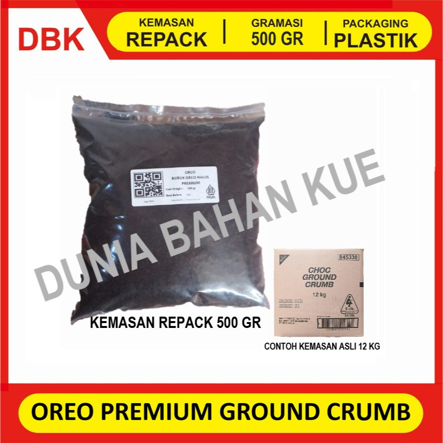 

OREO PREMIUM CHOCOLATE GROUND CRUMB - REPACK 500 GR - OREO HALUS