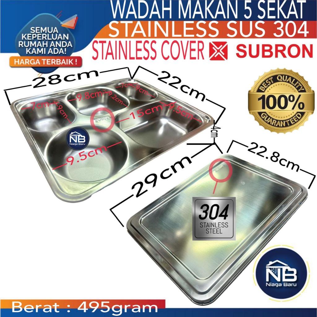 Food Tray Tempat makanan / piring stainless dengan tutup Stainless Plato Multifungsi