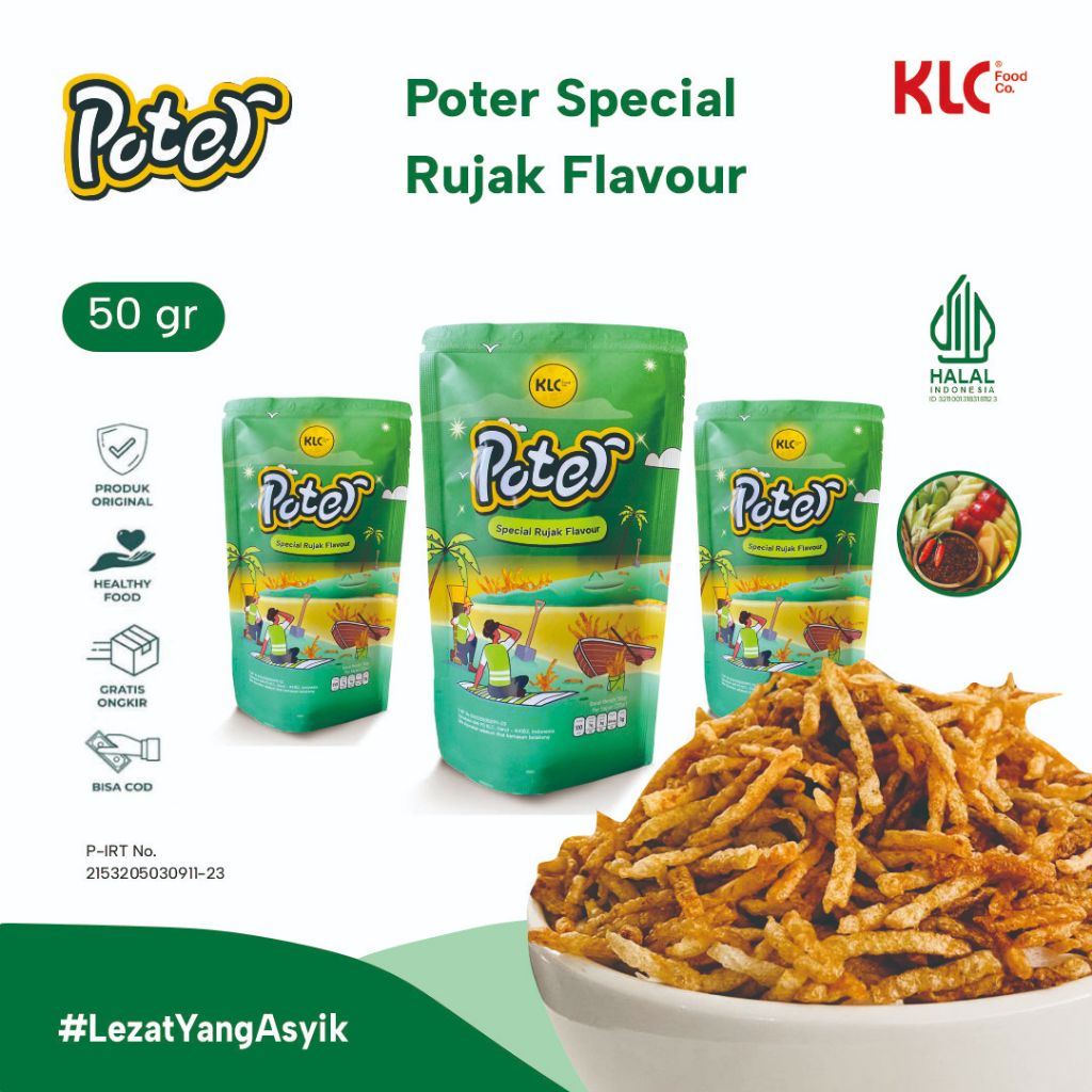 

Poter Rujak Camilan Stik Kentang Rujak Renyah Gurih Snack Potato Finger Combo 3 x 50gr- KLC Food