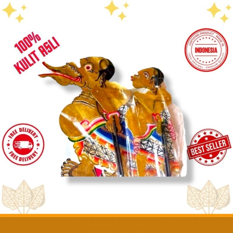 1Set TOGOG BILUNG Wayang Kulit sapi Asli / Wayang Kulit Asli Togog Bilung Kasaran Ukuran 50 - 60 cm 