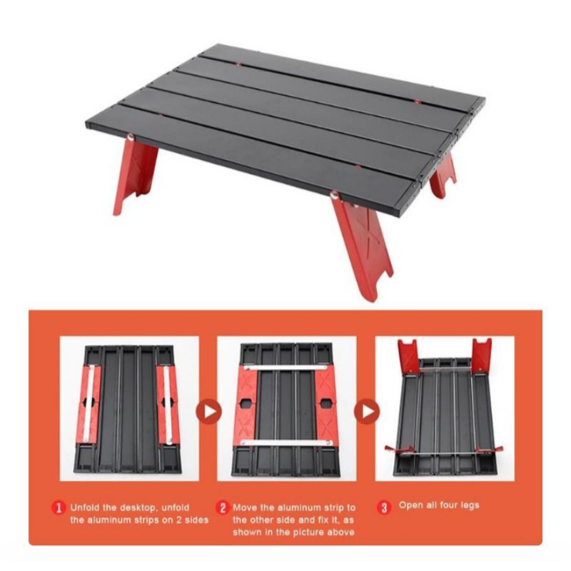 Meja lipat mini portabel piknik camping alumunium / meja outdoor / meja lipat camping