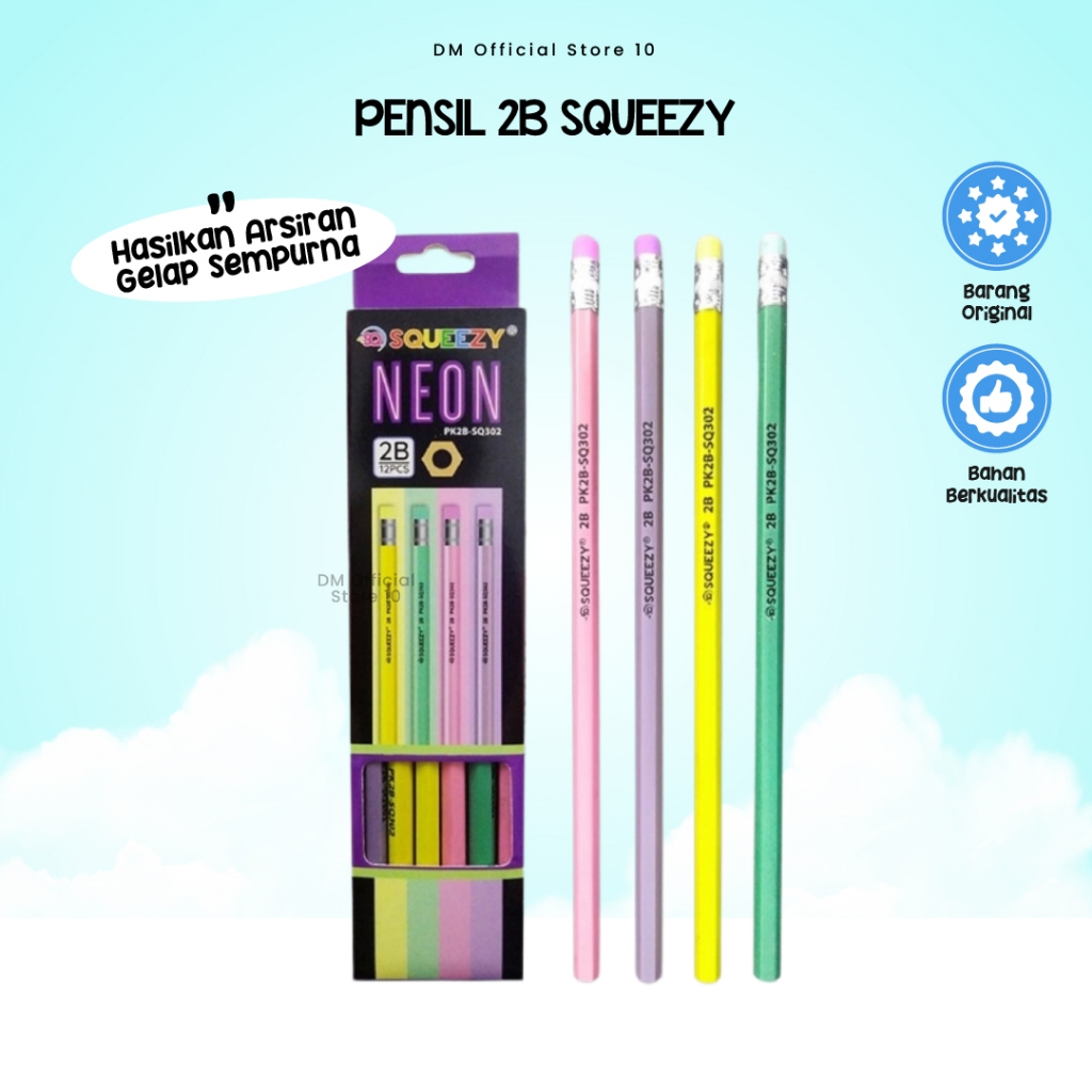 

Alat Tulis Pensil 2B Squeezy Pencil 2B PK2B-SQ301 1 Box isi 12Pcs Termurah Terlaris By Dm Store
