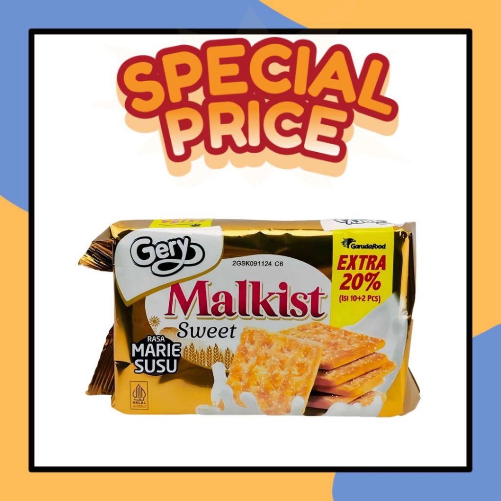 Gerry Malkist Sweet 84gr Rasa Marie Susu Biskuit Gabin Manis Isi 10 + 2pcs Gery