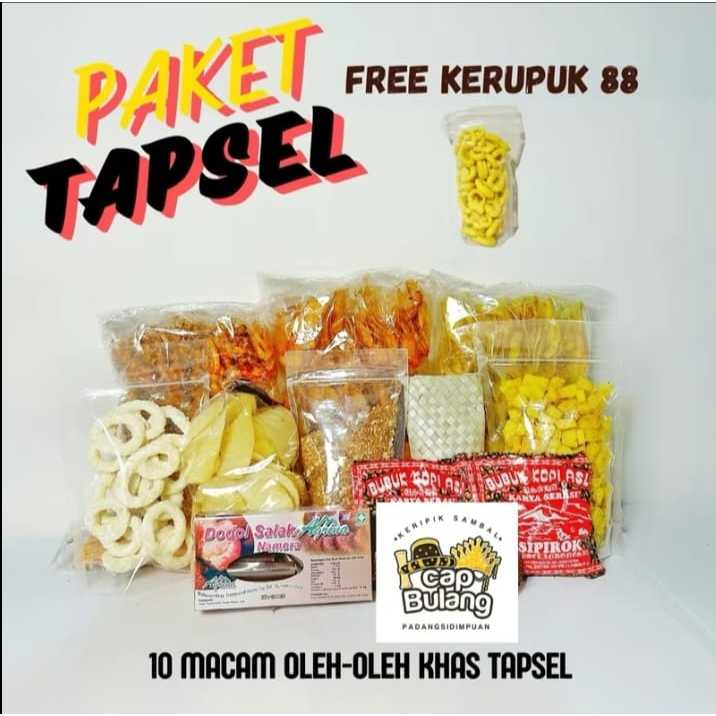 

[PAKET TAPSEL] 10 MACAM OLEH OLEH TAPANULI SELATAN (VARIAN KERIPIK SAMBAL, DODOL SIDIMPUAN, KERIPIK SAMBAL TARUMA DLL)