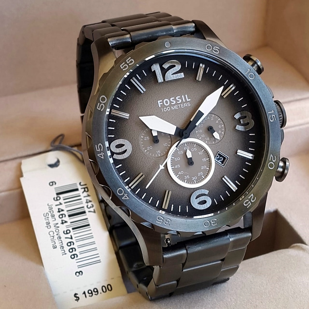 Jam Tangan Pria FL N*t* JR1437 Chronograph Dark Grey Steel