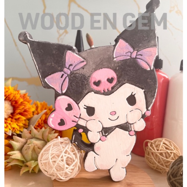 

KODE H96S DIY Wood Character Painting Mewarnai Melukis Kayu Karakter Kuromi Woodengem