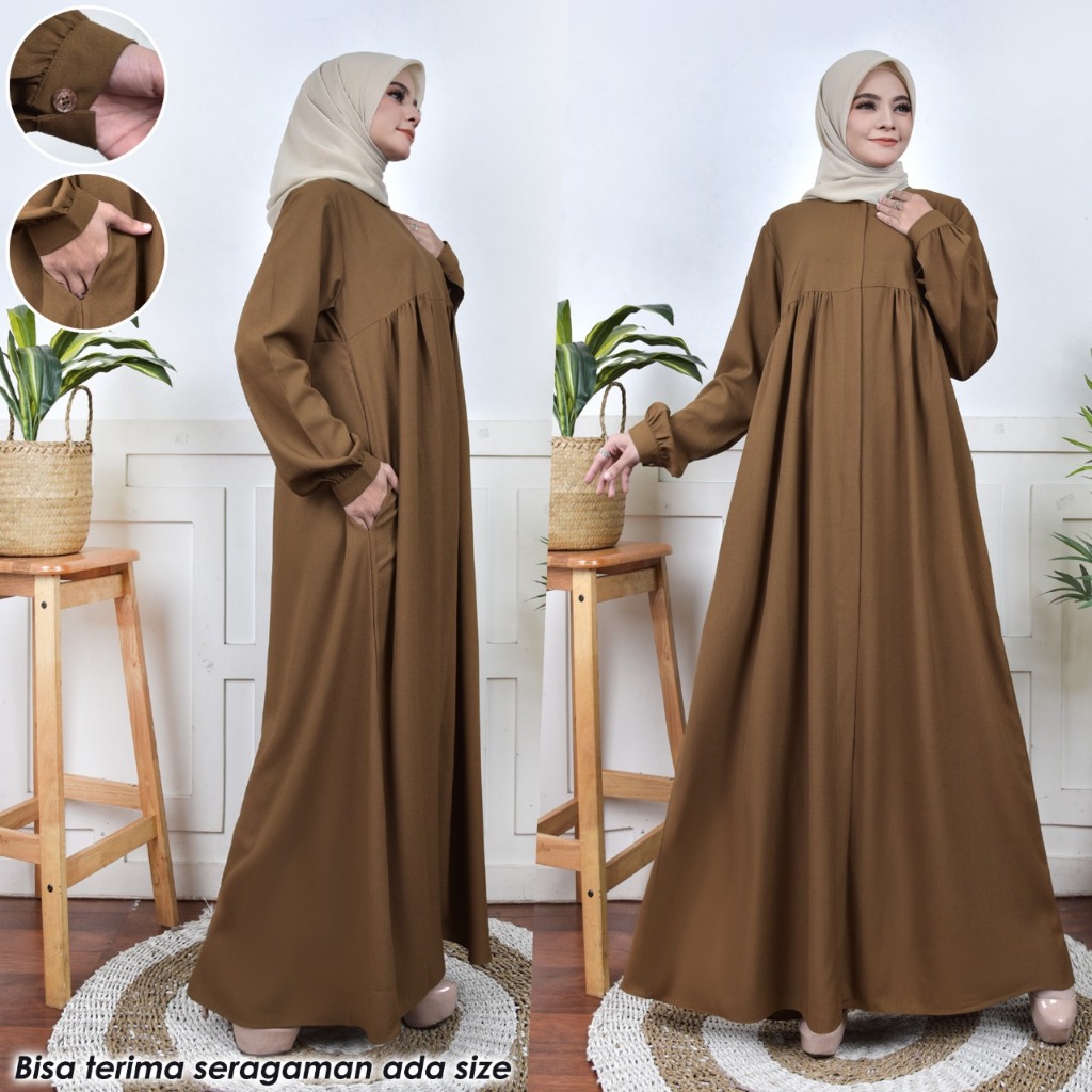 Gamis Polos Bahan Yoris Wanita Kekinian Model Simple Mewah Dan Elegan