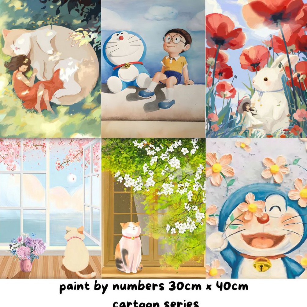 

KODE A8W Papapa Store COD Paint by number 3 x 4cm Canvas Paint By Number Kit Digital Oil Painting DIY Painting kit Lukisan Cartoon Series