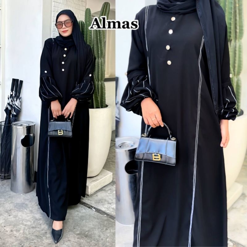 Abaya Hitam Gamis Wanita Terbaru Turkey Arabian Fashion Muslim Simple Remaja Dubai Almas