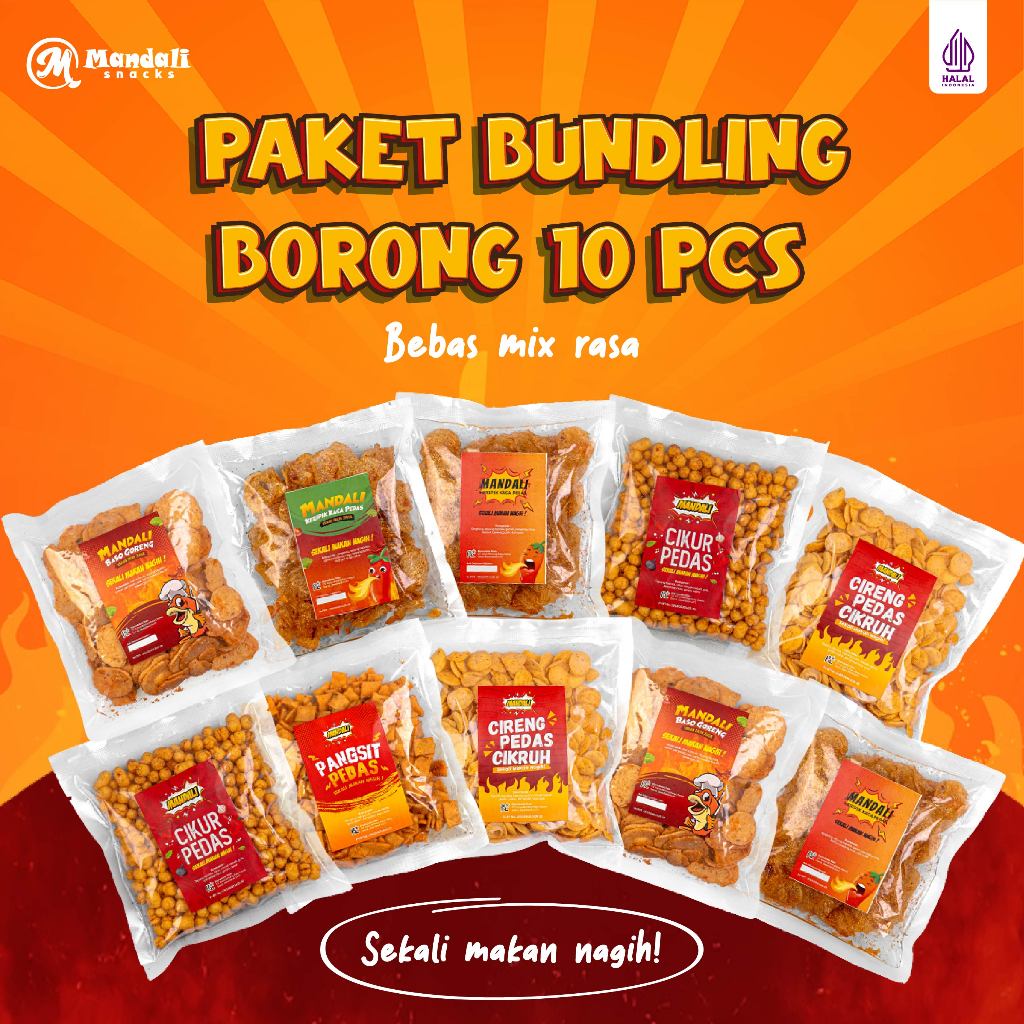 

PAKET JAJANAN 10 PCS GRATIS 4 PCS CIKUR CIRENG PANGSIT KRIPCA BASRENG MIX RASA