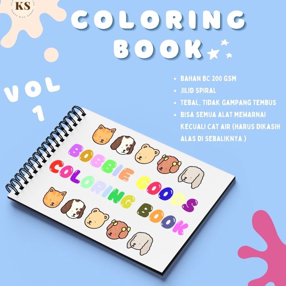 

KODE L87O Bobbies Goods Vol 1 Coloring Book Buku Mewarnai Anak Remaja Dewasa Aesthetic Kertas Tebal