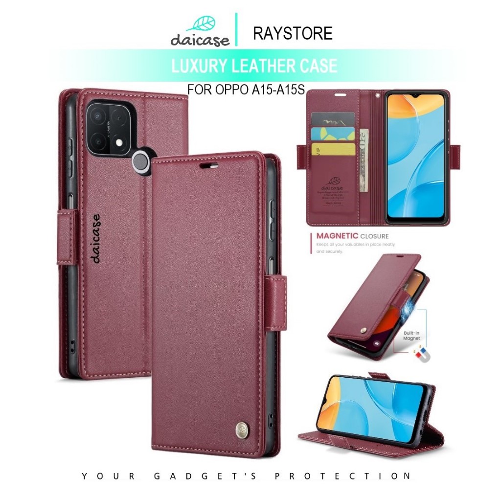 OPPO A15 / A15S FLIP LEATHER CASE PREMIUM-FLIP WALLET CASE UNTUK OPPO A15 / A15S