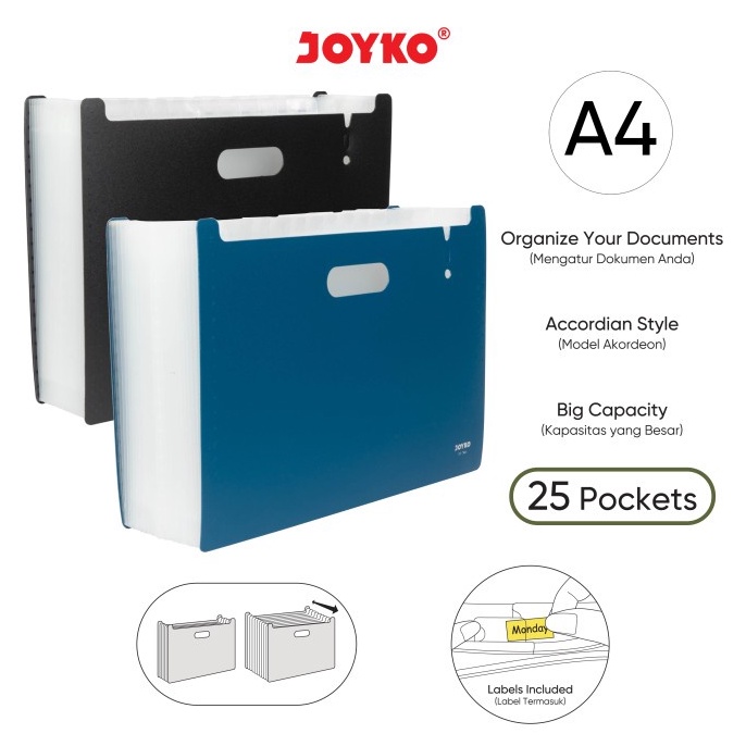

KODE O26W Expanding File Map Organizer Joyko EF7A4 25Pockets