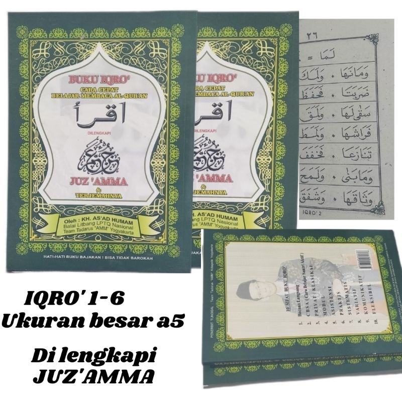 Buku Iqro' 1-6 (Besar a5 Hijau ) Iqro' Juz amma