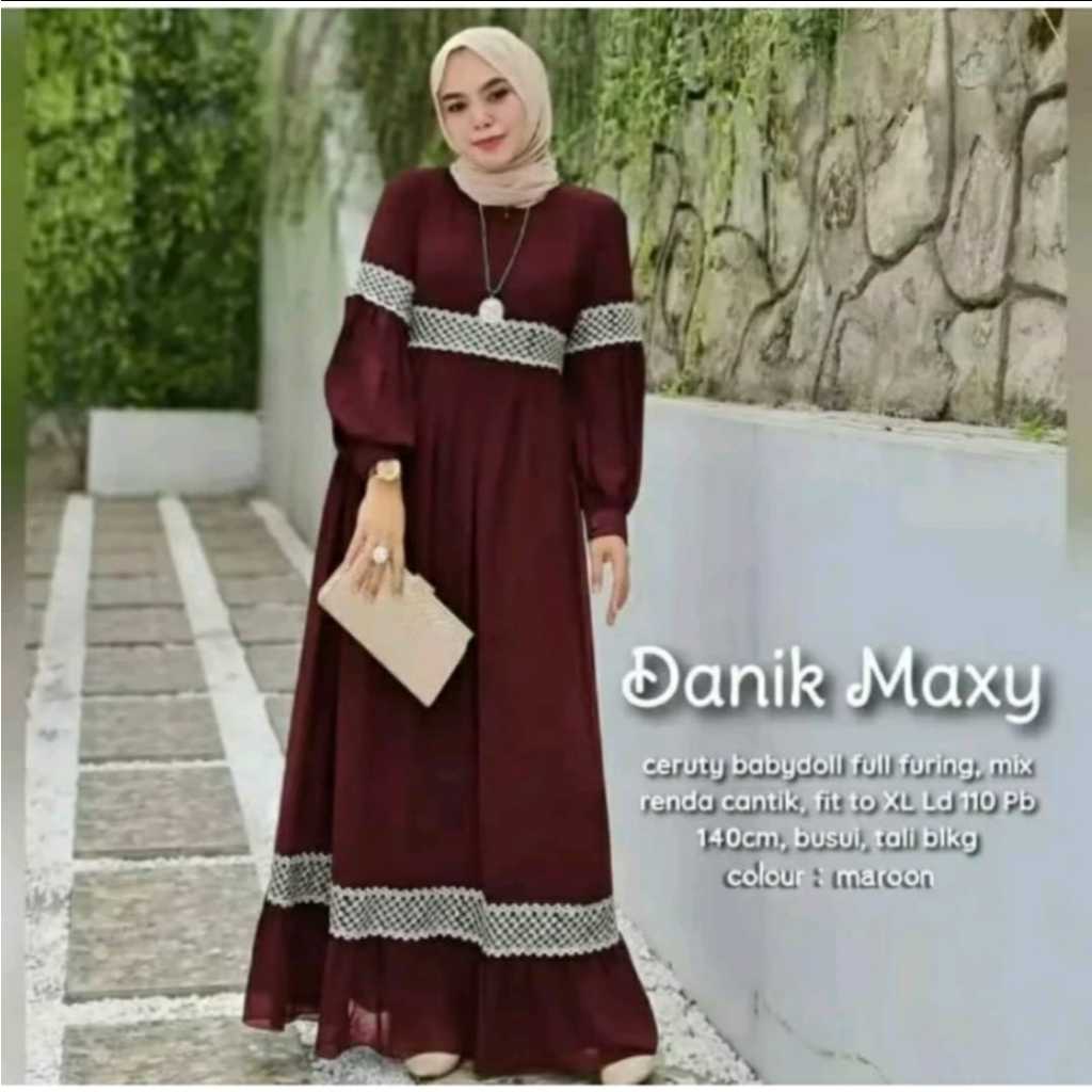 𝐁𝐢𝐬𝐚 𝐂𝐎𝐃 | Gamis Danita maxy jumbo+standar / Dress Full Rennda Viral
