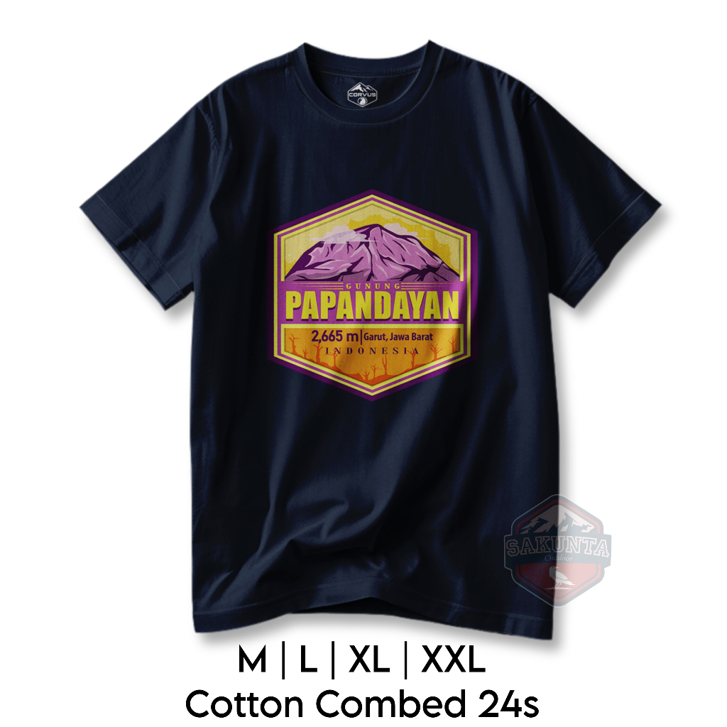 sakunta outdoor kaos pendaki gunung pria dan wanita Tshirt hikking camping gunung papandayan logo gu