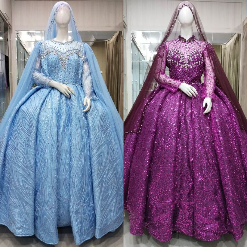 Gaun pengantin jumbo LD 120 / gaun pengantin jumbo murah / gaun pengantin sequin