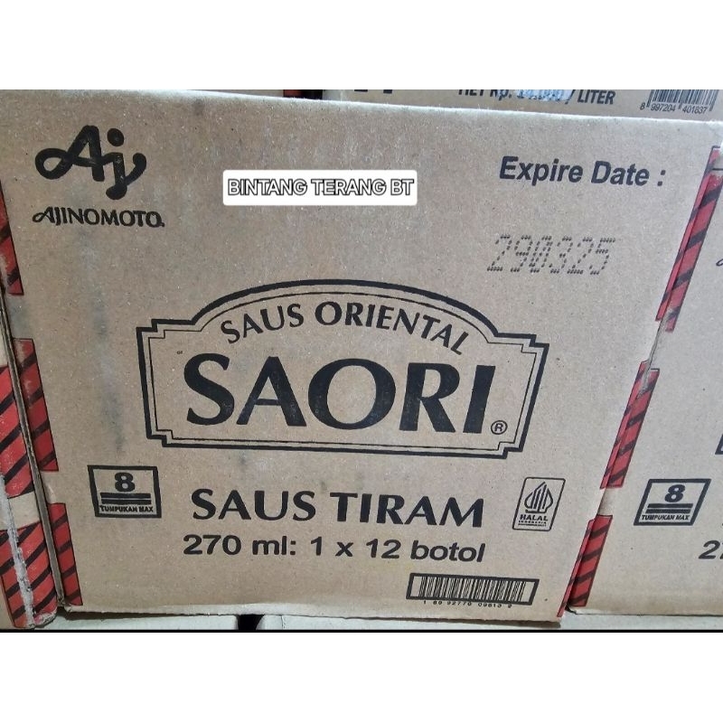 

Saori Saus Oriental Saos Tiram 270 ml 1 Dus Karton isi 12 botol / 270 ml Ajinomoto