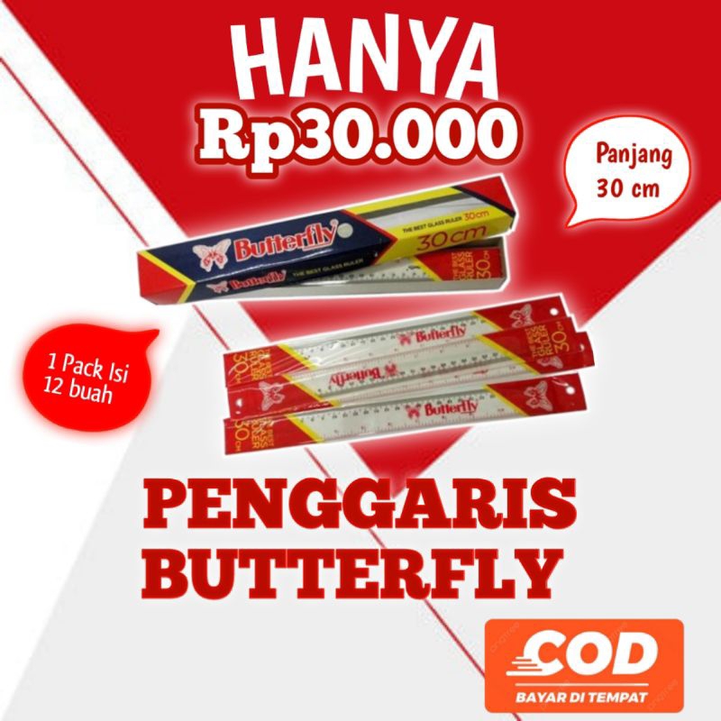 

Penggaris Butterfly 30cm (12pcs)