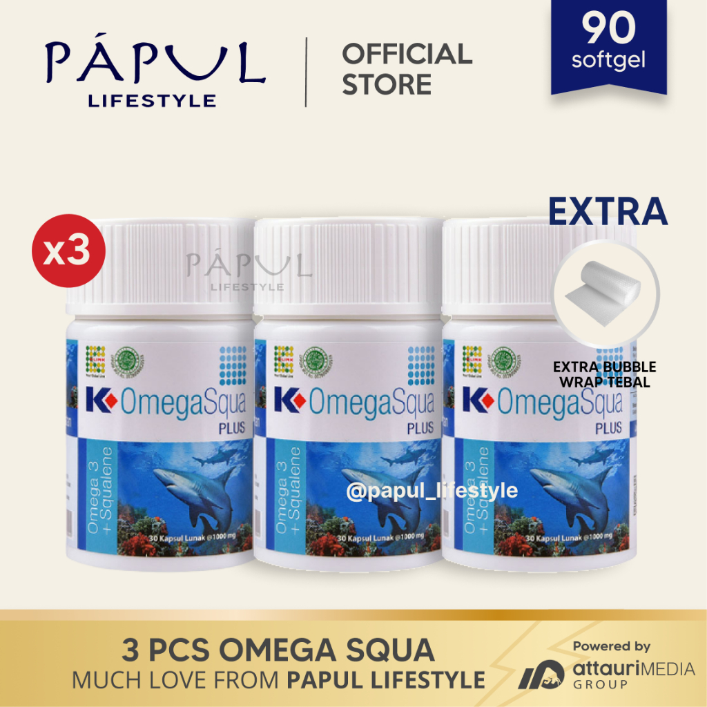 [Paket Hemat] K Omega Squa (3 pcs) K Omega Squa Plus Original Squalene & Lecithin 1 Botol is 30 Soft