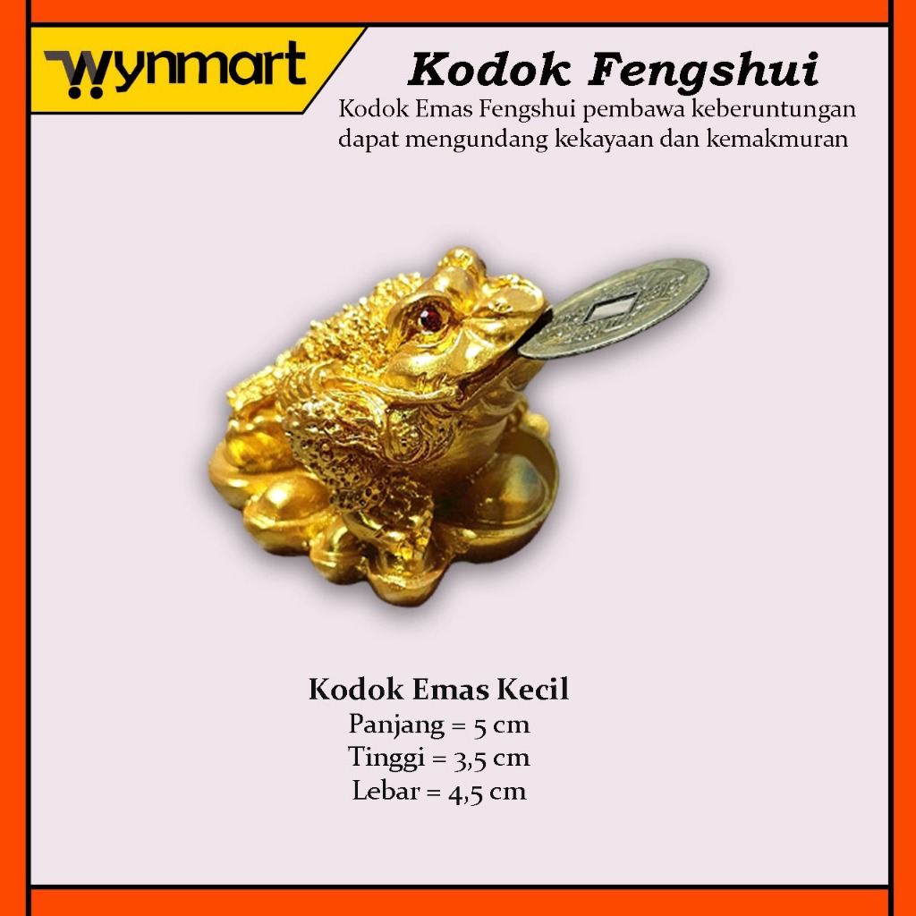 Kodok Fengshui / Kodok Emas Kaki Tiga ukuran 5 cm