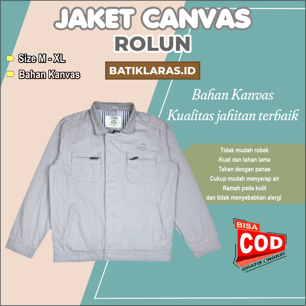 Jaket Rolun Pria Dewasa Kanvas Beige JK0633