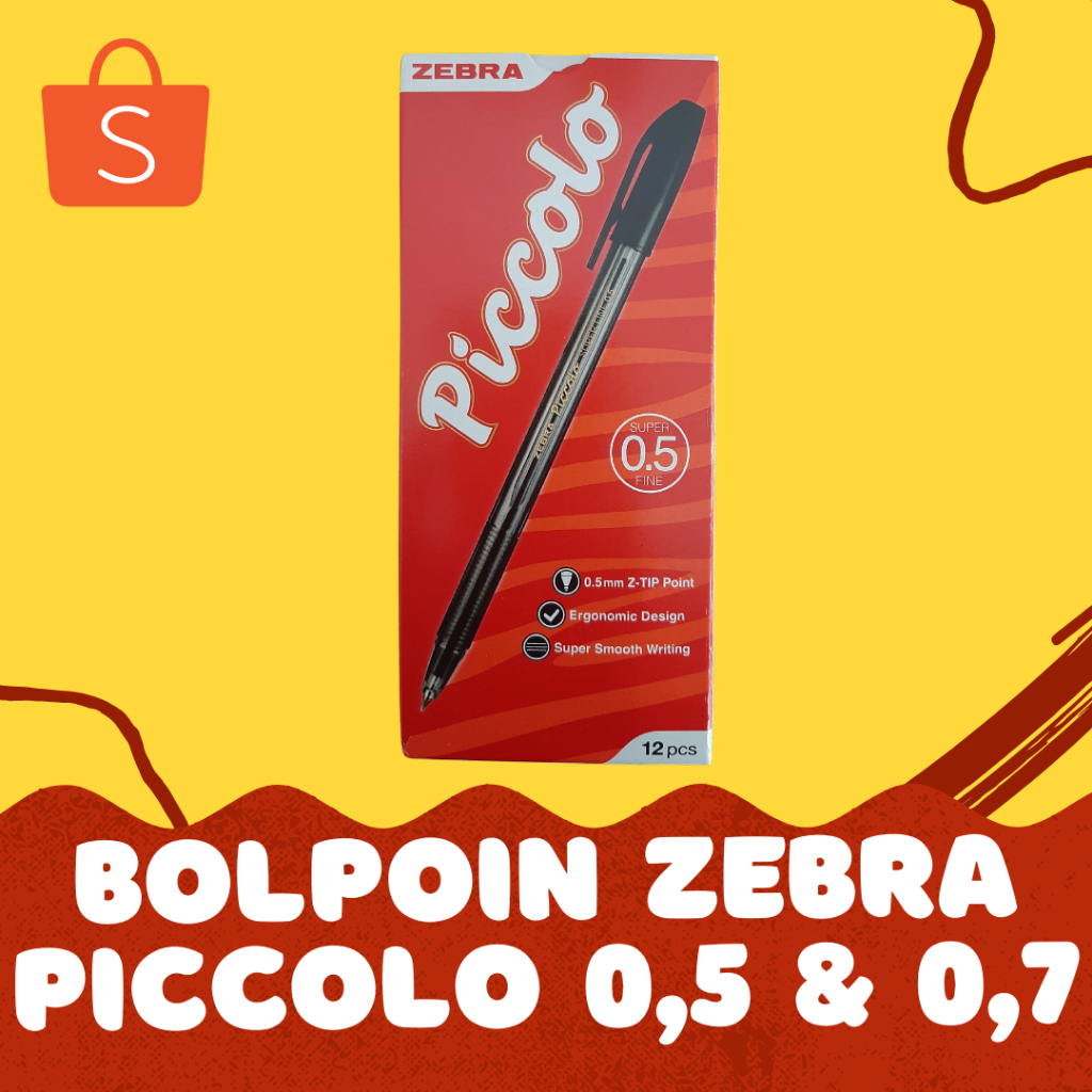

Pulpen / Bolpoin Zebra Piccolo 0.5 & 0.7 Warna Biru, Hitam, Merah