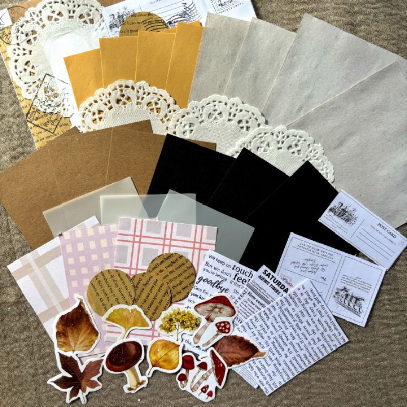 

40pcs journal kit vol 2, jurnal kit, scrapbook kit, penpal kit, deco kit, deco paper, material paper, journal material, junk jurnal