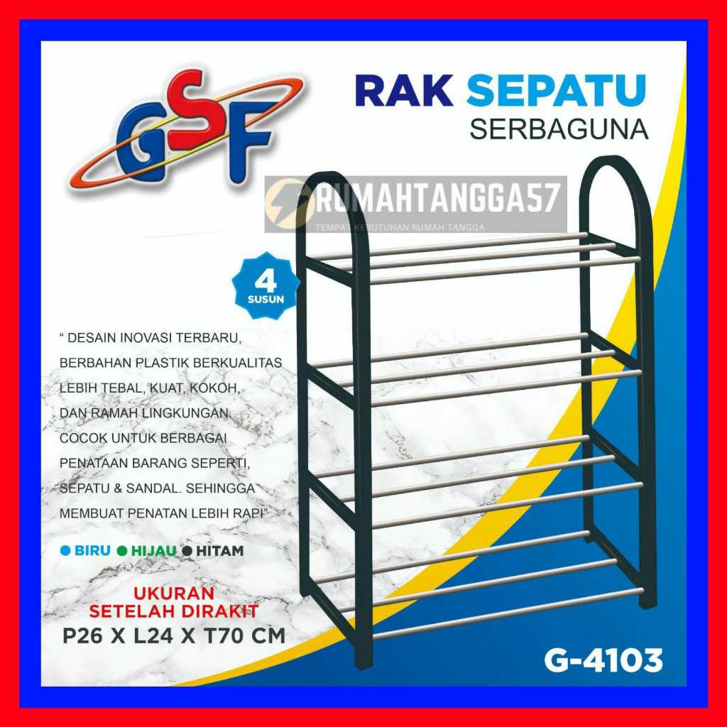 RAK SEPATU GSF G-4103 / RAK SEPATU GSF G 4103 SANDAL SENDAL SUSUN 4 TINGKAT EMPAT BAHAN PLASTIK DAN 