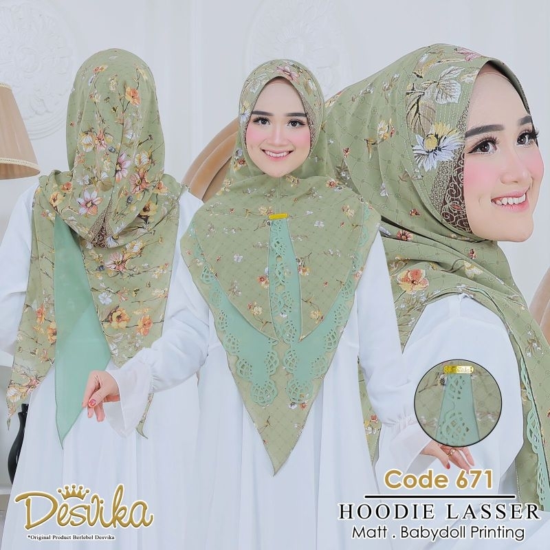 DESVIKA 671 HIJAB HOODIE BAHAN CERUTY BABYDOLL MOTIF ORI DESVIKA