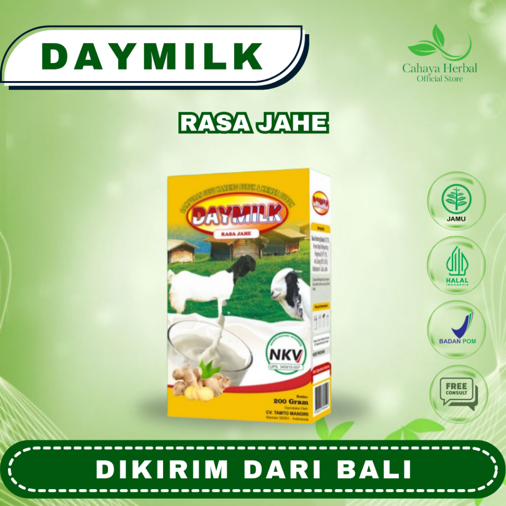 

Daymilk - Jahe - Coklat - Vanila - Susu Kambing Etawa Bantu Jaga Kesehatan Tulang dan Sendi, Cegah Osteoporosis, Atasi Nyeri Sendi, Rematik, Asam Urat, Sesak Napas dan Gangguan Pernapasan, Manambah Imunitas Tubuh, Aman Busui dan Bumil - 200 Gram HALAL