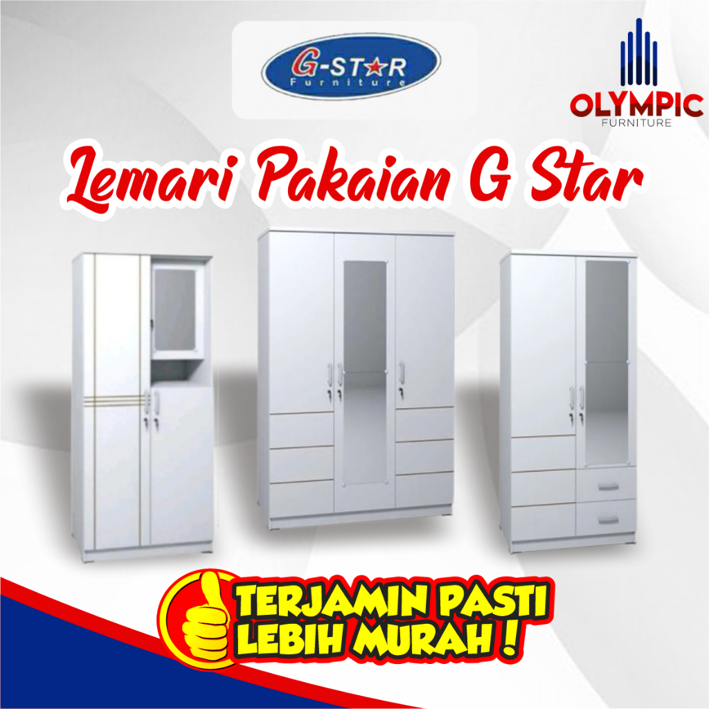 LEMARI PAKAIAN 2 PINTU / 3 PINTU / LEMARI OLYMPIC / LEMARI GSTAR / LEMARI PUTIH - KARIN /LILY SERIES
