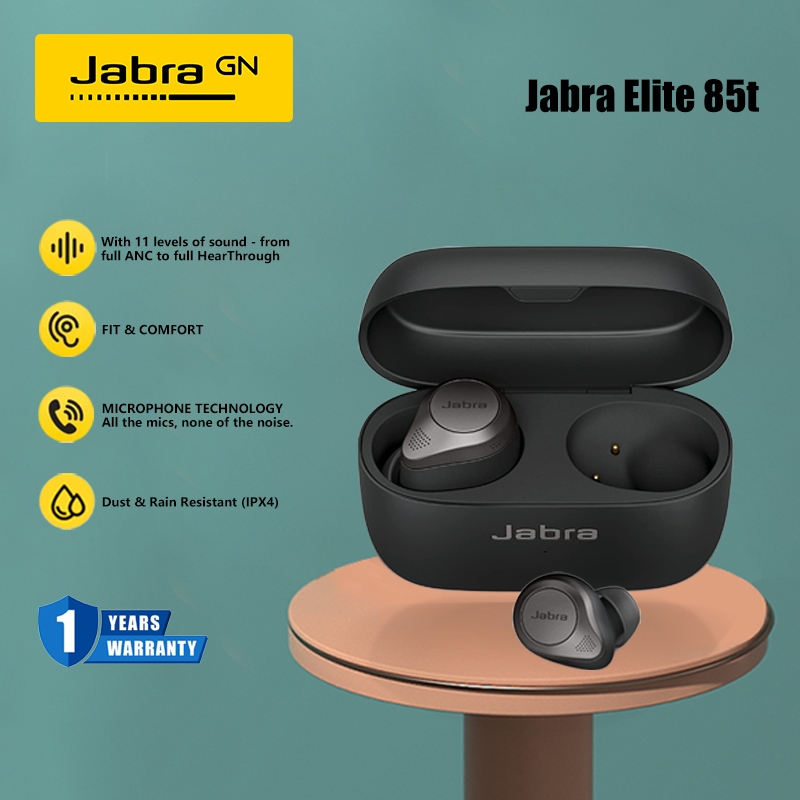 Jabra Elite 85t Advanced Noise Cancelling Earbuds Original 100% with Charging Case Jabra Earphone Bl