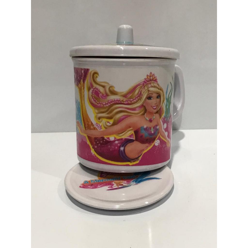 MUG MELAMIN BARBIE AND MERMAID OIGINAL BAHAN ONYX MELAMIN 3in1 Ukuran 8.5x8.8 cm (DxT)