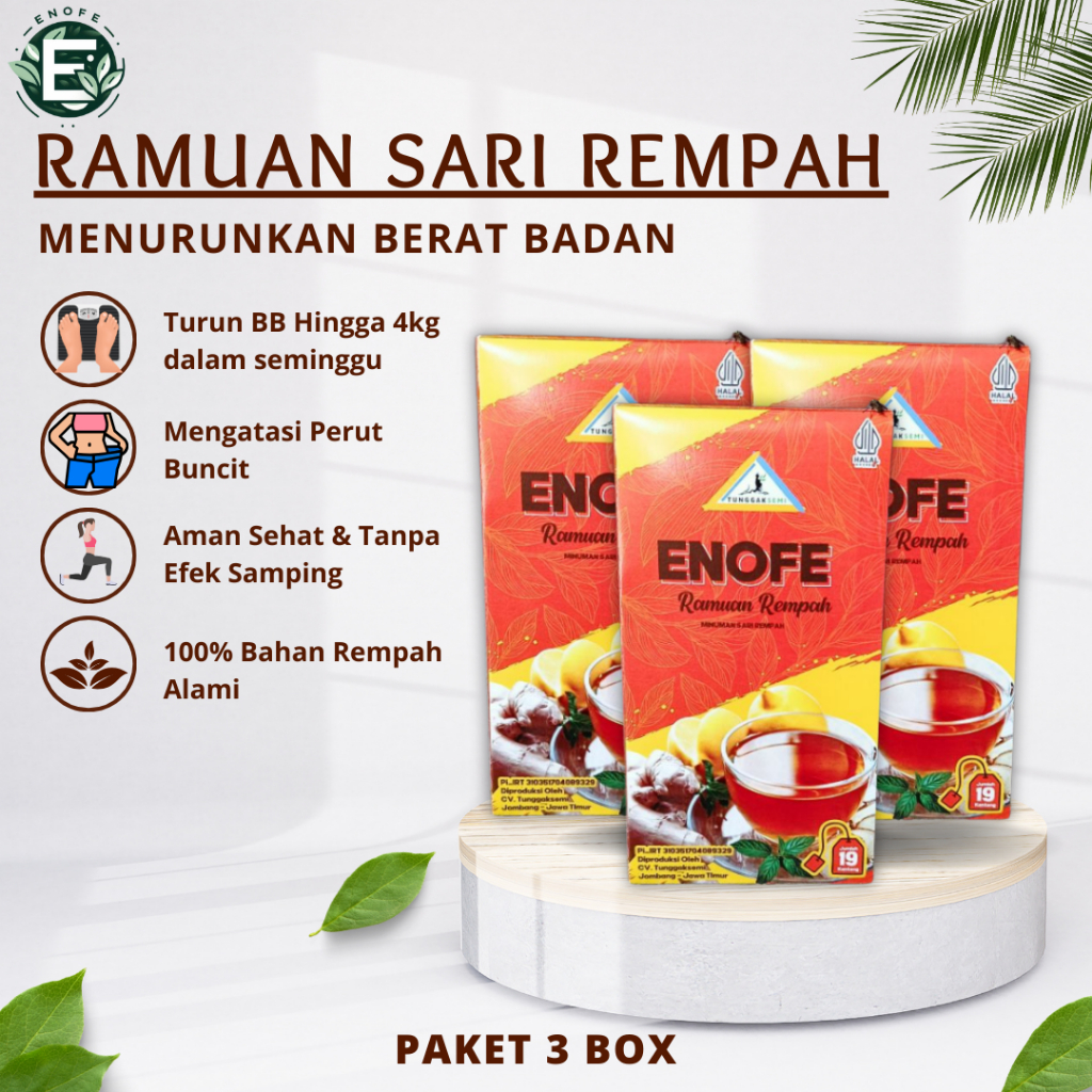 

PAKET ENOFE DIET HEMAT ISI 3 BOX / DIET AMPUH / TEH DETOX / TURUN BB / HAID LANCAR / JSR / PELANCAR BAB / RAMUAN REMPAH DR ZAIDUL AKBAR