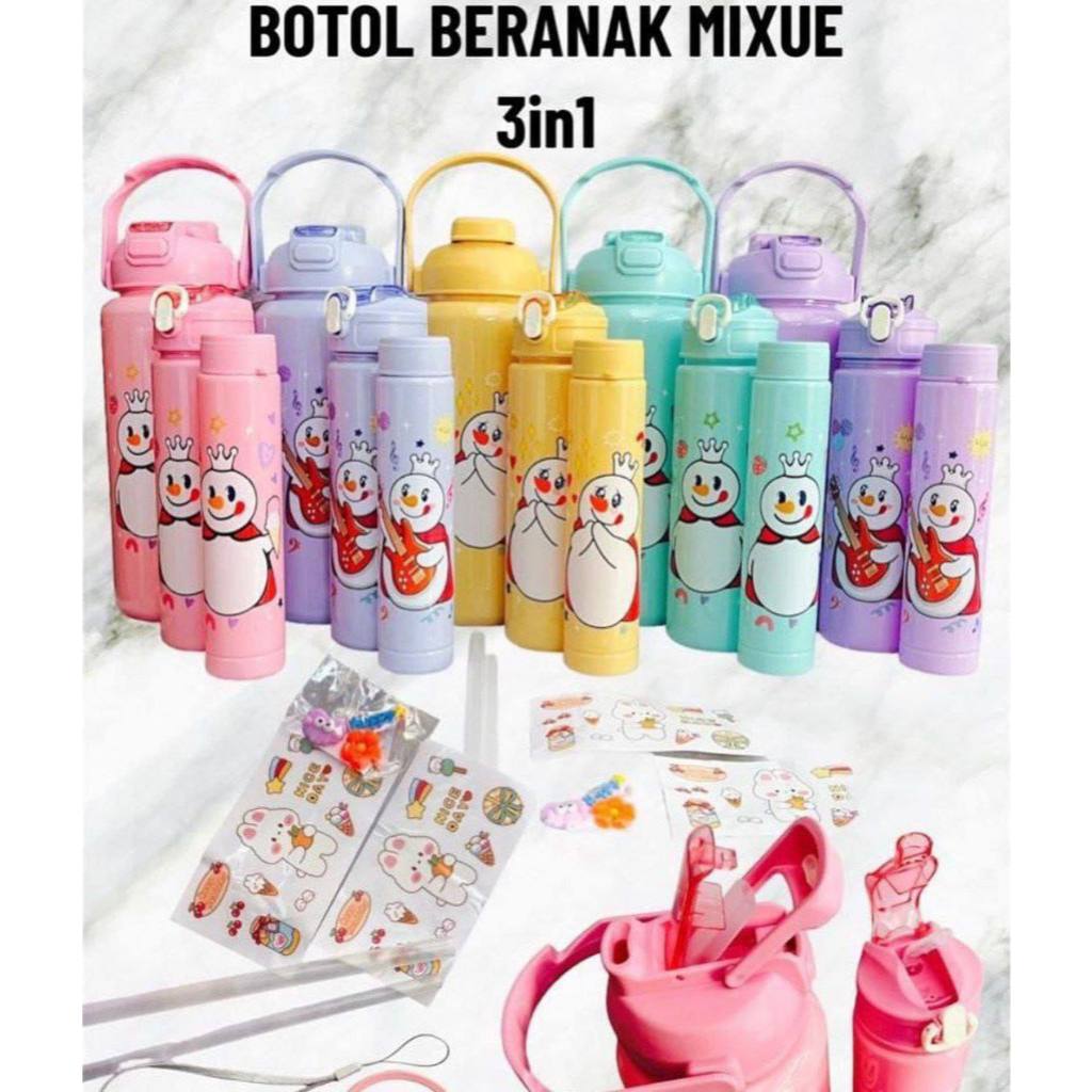 BOTOL MINUM MIXUE 3IN1/BOTOL MIXUE BERANAK FREE SEDOTAN + STIKER