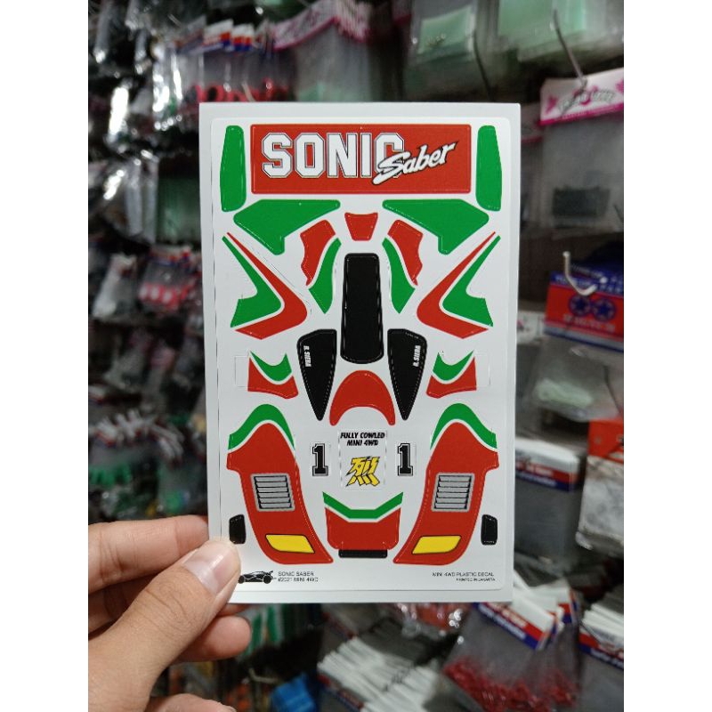 DECAL MINI 4WD SONIC SABER / STICKER TAMIYA SONIC SABER