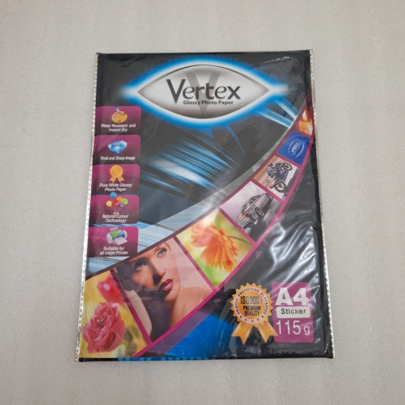 

kertas sticker stiker glossy A4 vertex 115 gr original