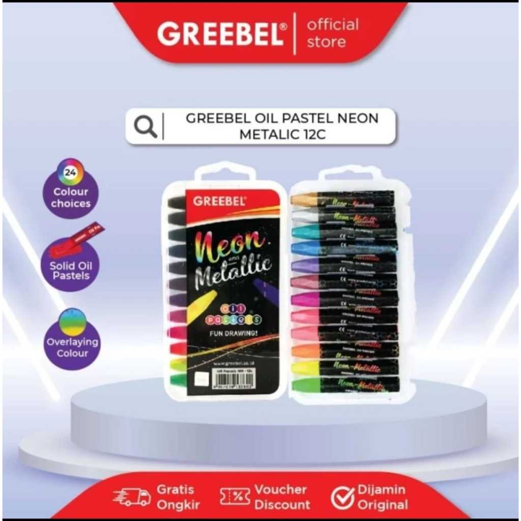 

crayon greebel metalic neon 12 warna oil pastel krayon