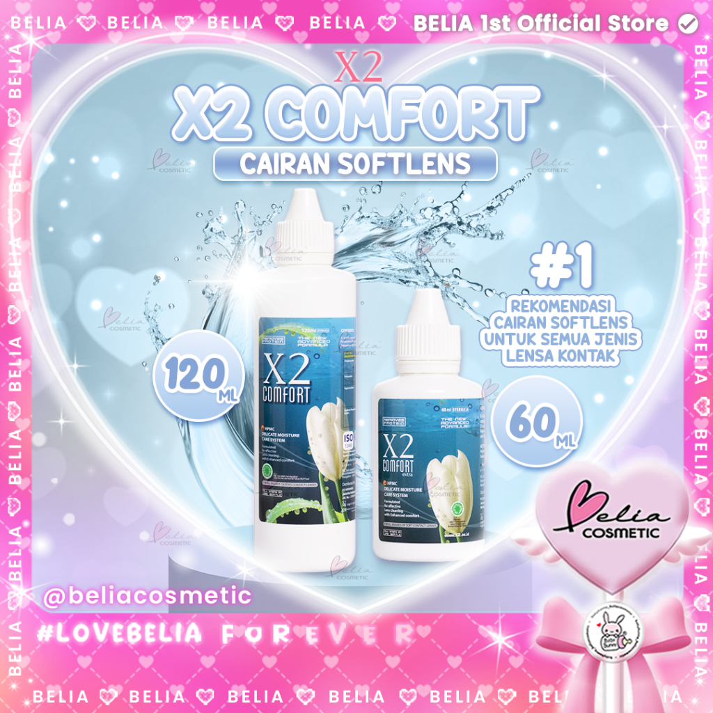 ❤ BELIA ❤ X2 Comfort Extra For All Brands Of Soft Contact Lens 120ml 60ml | Cairan mata softlens | L