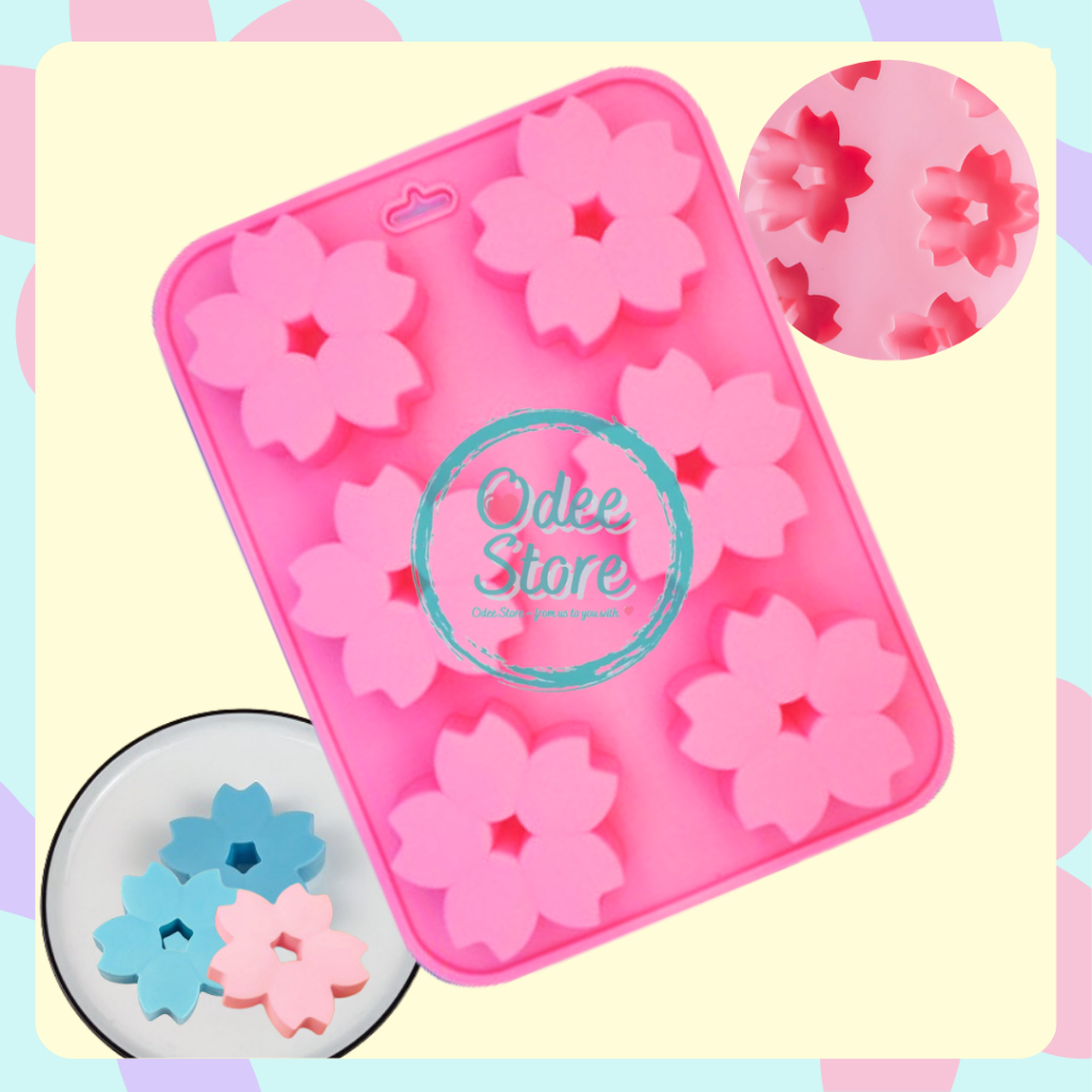 OdeeStore Cetakan silikon silicone mold model bunga sakura blossom talam; sabun soap lilin kue