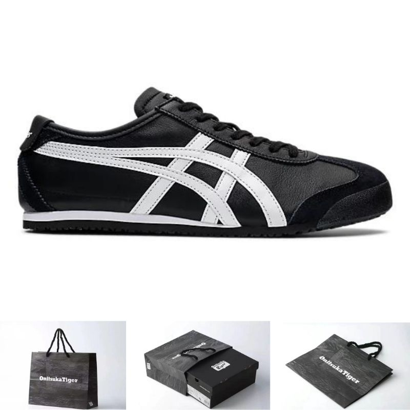 SEPATU 0NITSUKA ORIGINAL MEXICO66 DELUXE BLACK WHITE