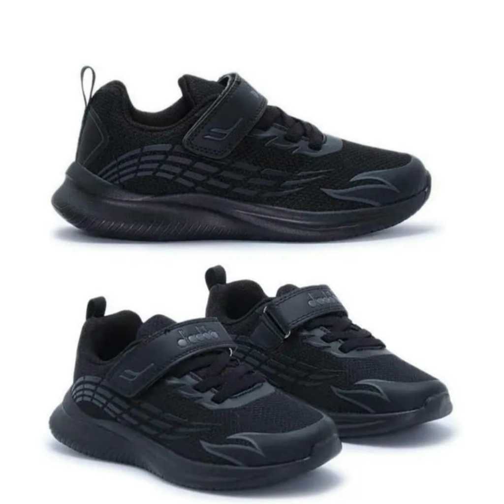 size 34. Sepatu Anak DIADORA ORIGINAL. ALL BLACK. Sepatu Olahraga Anak Sekolah TK SD. Hitam Full. Ve