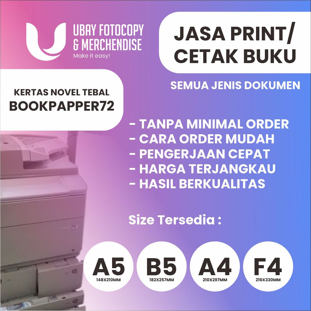 

JASA PRINT/ CETAK DOKUMEN HITAM PUTIH KERTAS NOVEL TEBAL BP72