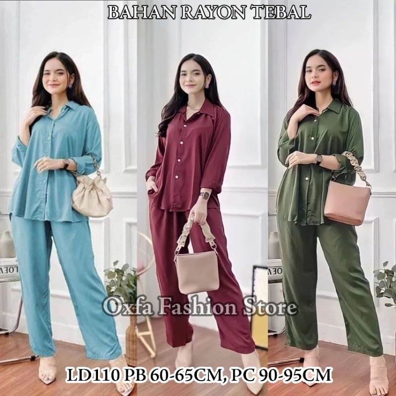 BAJU SETELAN PIYAMA WANITA LD110 I CPLP KH I BAJU TIDUR ONESET PIYAMA I PAJAMAS RAYON POLOS TERLARIS