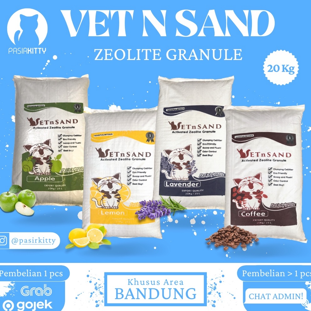 KODE P34P VETSAND ZEOLITE GRANULE PASIR KUCING 2 KG  26 LITER WANGI