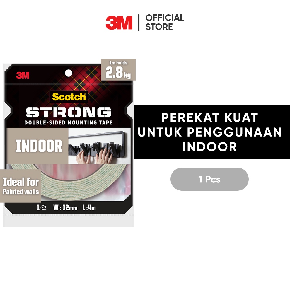 

KODE V74O 3M Scotch Double SidedMounting Tape Strong Menahan hingga 28kg 1 pc 12 mm x 4 m Untuk pengunaan dinding dalam ruangan