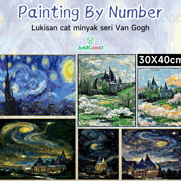 

KODE E26G PAINT BY NUMBER 3x4 CM LANDSCAPE KANVAS PAINTING KIT WITH FRAME SIAP LUKIS Van Goghs Hogwarts Handmade Hanging Painting Lukisan Van Gogh The Starry Night Vintage Wall Decor Ngalamcase Decorestimate
