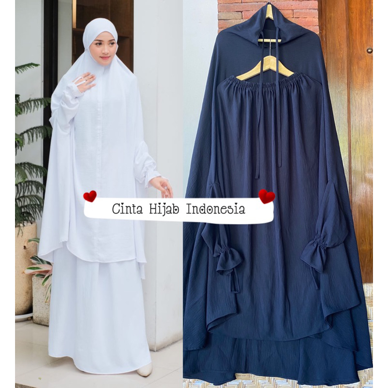 CINTA HIJAB JENNAIRA ONE SET CRINCLE AIRFLOW (ROK+FRENCKHIMAR LONG FREE CADAR TALI)