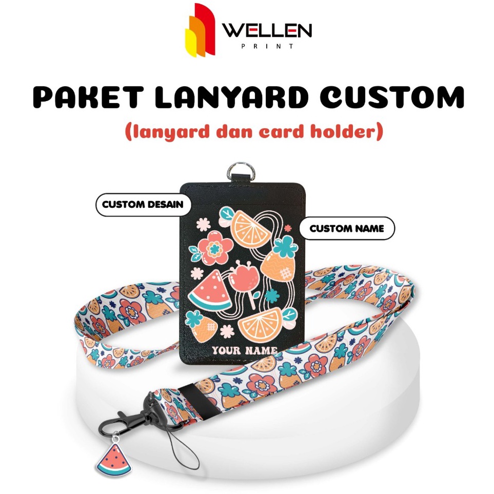 

KODE P99K WELLEN PRINT Cetak 1 Set Paket Lanyard Aesthetic Custom Nama Print Gantungan Holder ID Card Name Tag Motif